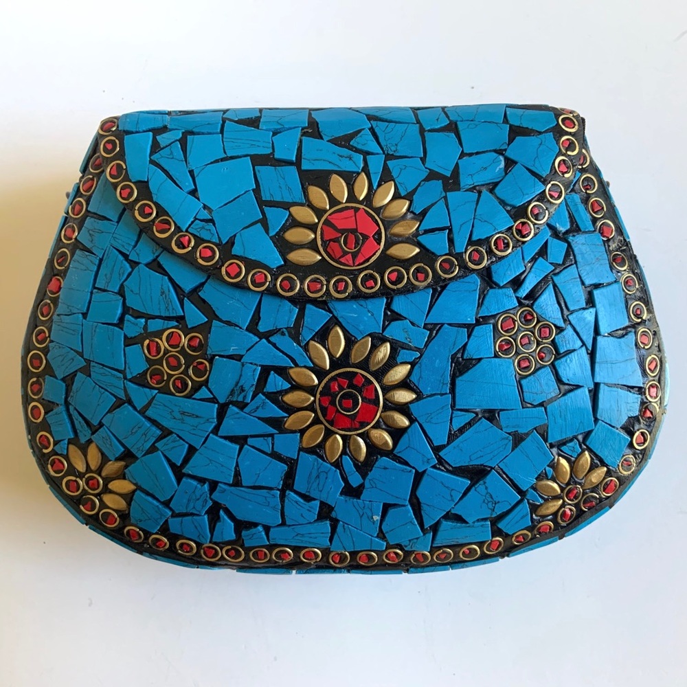 Mosaic Metal Purse Blue